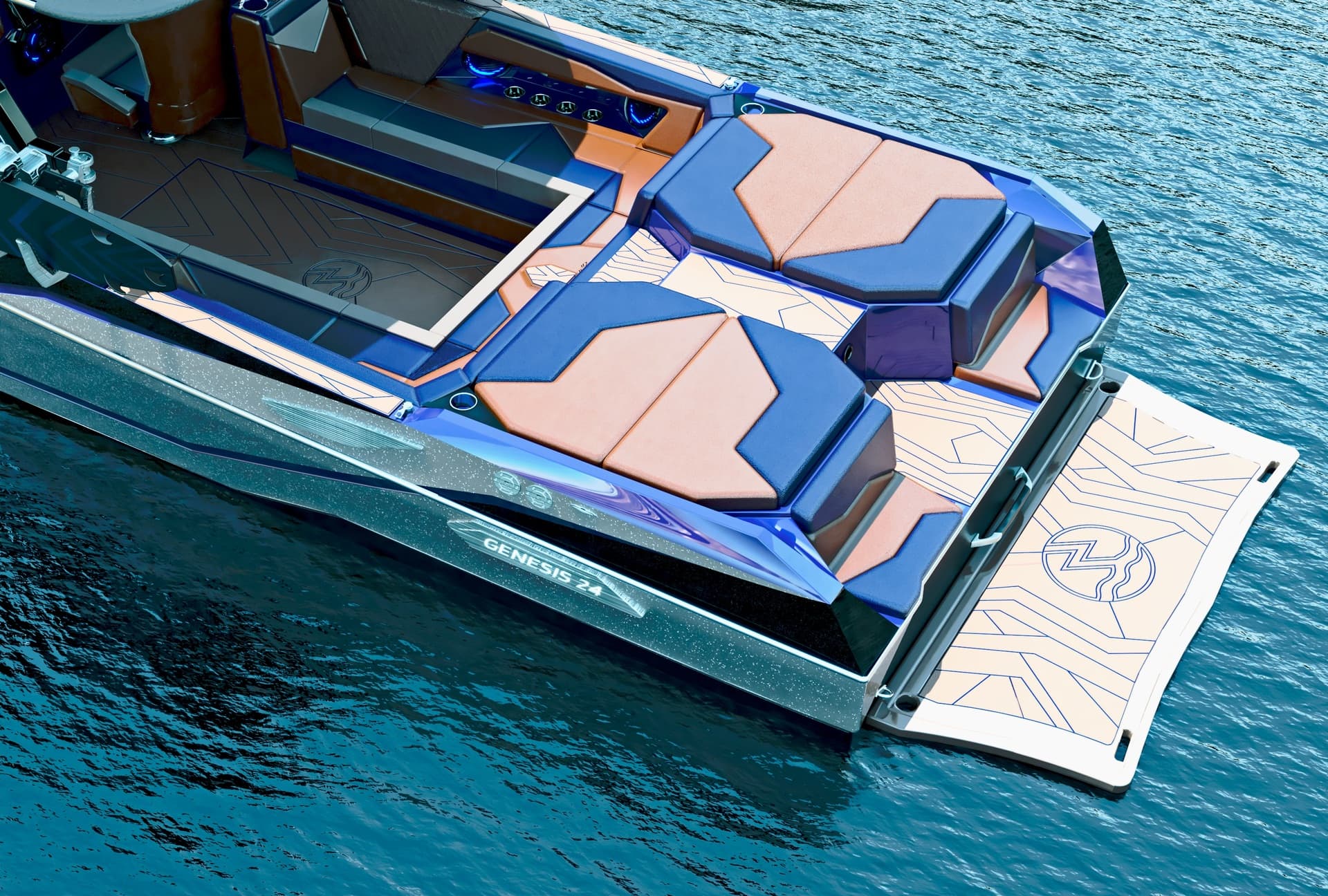 hybrid wakesurf boat on water