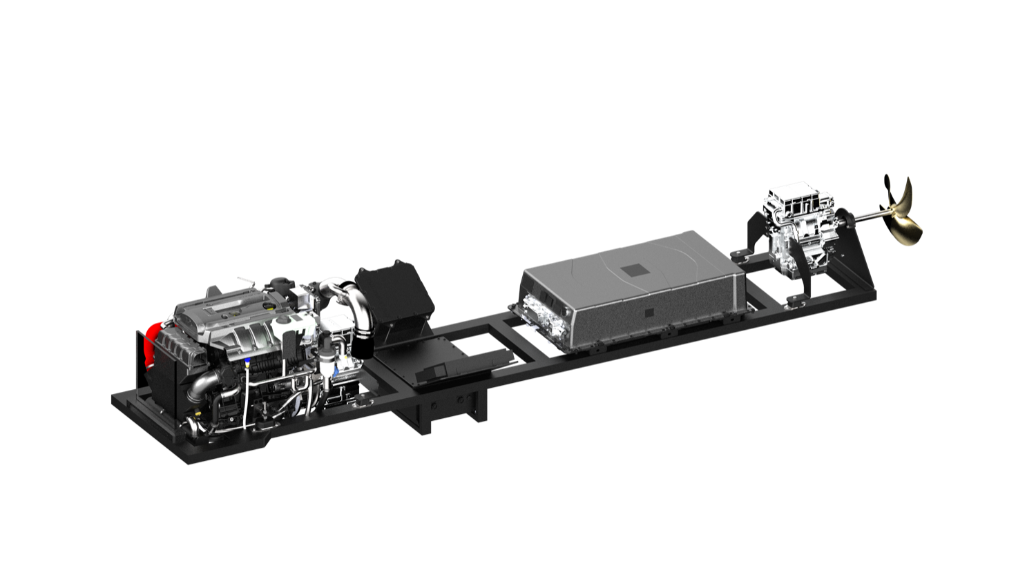 Trident Hybrid Powertrain — propulsion, battery, control system, and combustion engine